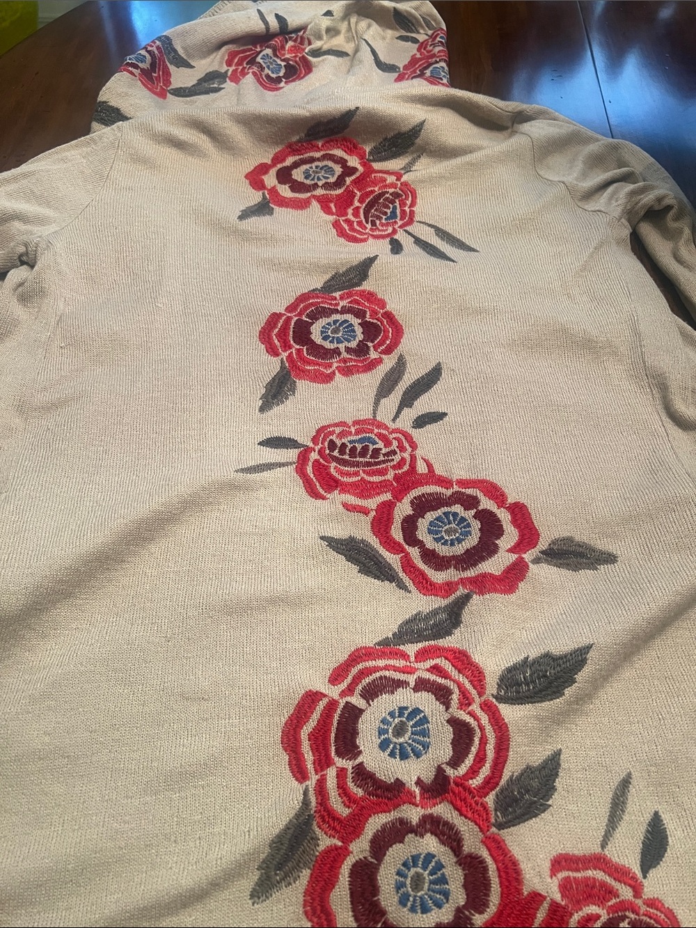 Johnny Was hooded crewel embroidered duster from the Biya collection L - Picture 4 of 5